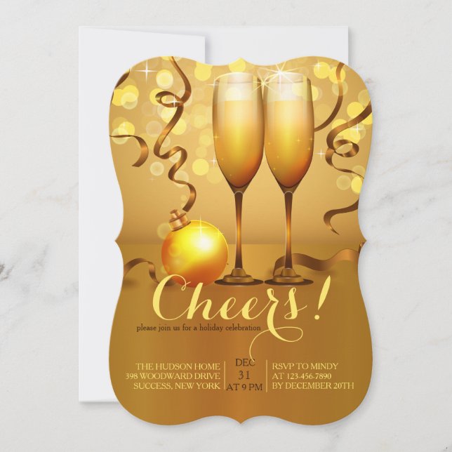 New Year Champagne Toast Invitation (Front)