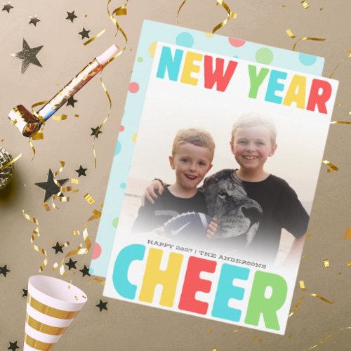 New Year Cheer 5x7 Flat card bright fun