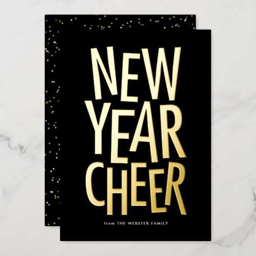 New Year Cheer bold colorful happy 2023 Foil Holiday Card