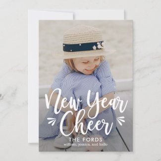 New Year Cheer EDITABLE Back Color New Year Card