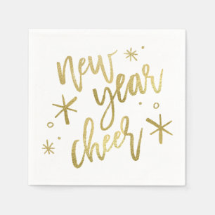 New Year Cheer Gold Foil Napkins