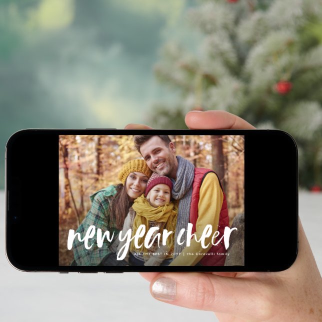 New year cheer playful modern photo card (Front Digital)