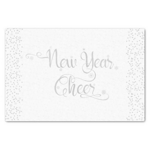 New Year Cheer Silver Glitter Snowflakes on White Tissue Paper