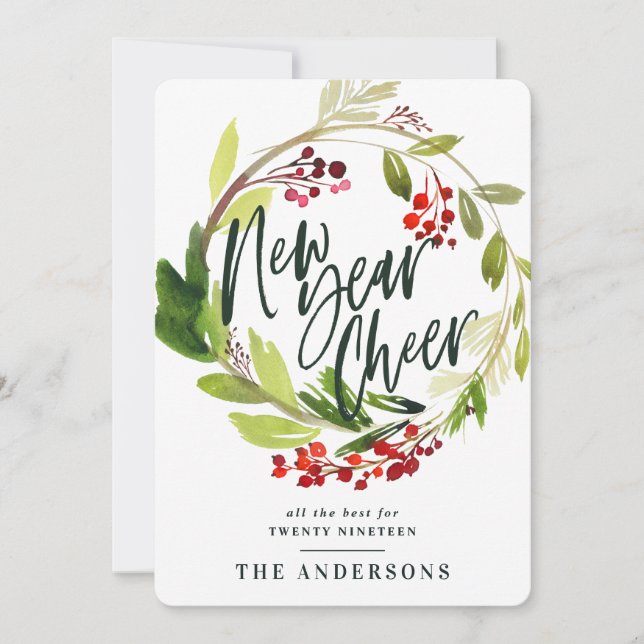 New year cheer watercolor floral holiday (Front)