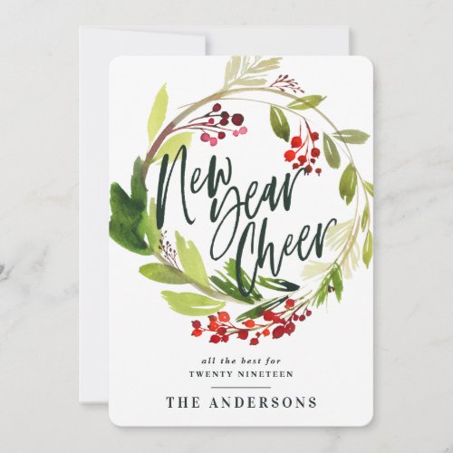 New year cheer watercolor floral holiday