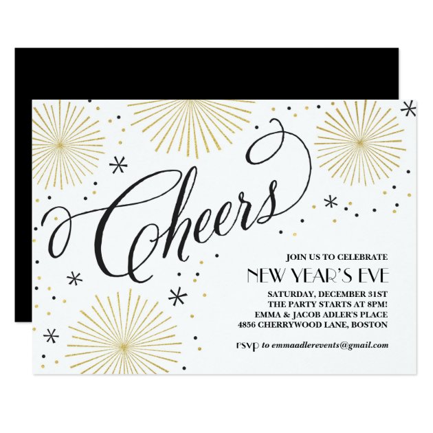 New Year Cheers New Years Party Invitation