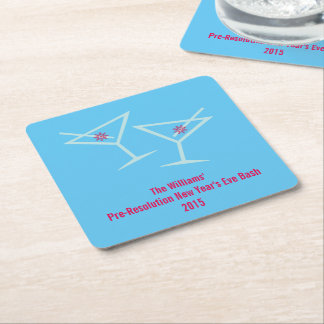 New Year Cheers (Personalized) Square Paper Coaster