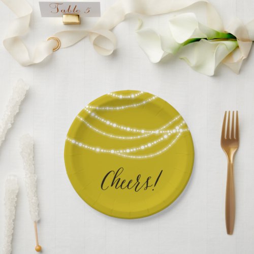 New Year Cheers Sparkling Lights Stylish Chic Paper Plates