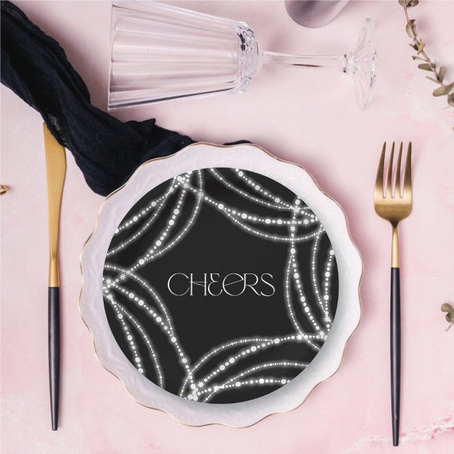 New Year Cheers Sparkling Lights Stylish Chic Paper Plates (New Year Cheers Sparkling Lights Stylish Chic Paper Plates @ fat_fa_tin)