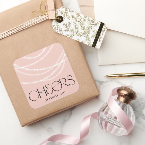 New Year Cheers Sparkling Lights Stylish Chic Square Sticker