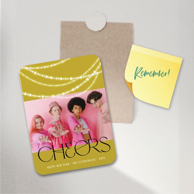 New Year Cheers Sparkling Lights Stylish Photo Magnet (New Year Cheers Sparkling Lights Stylish Photo Flexible Magnet @ fat_fa_tin)