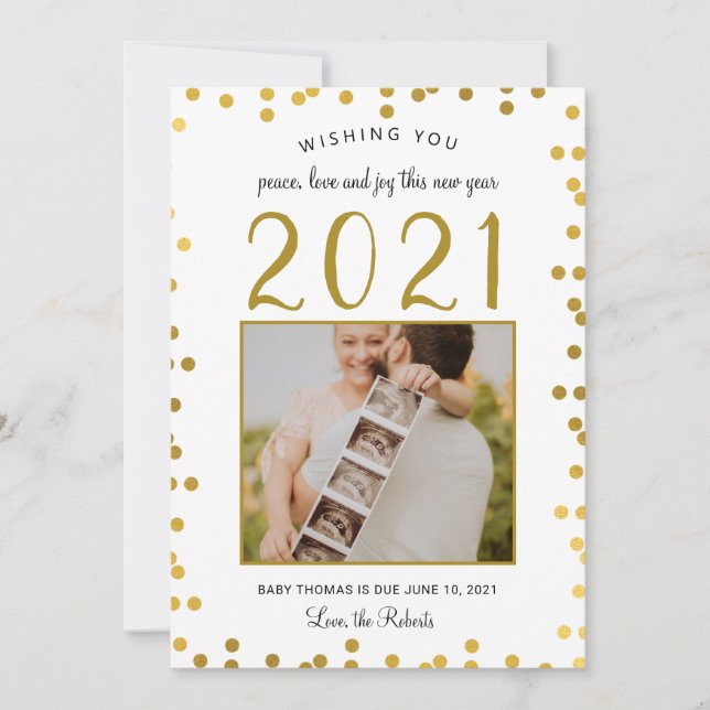 new year/Christmas baby announcement gold (Front)