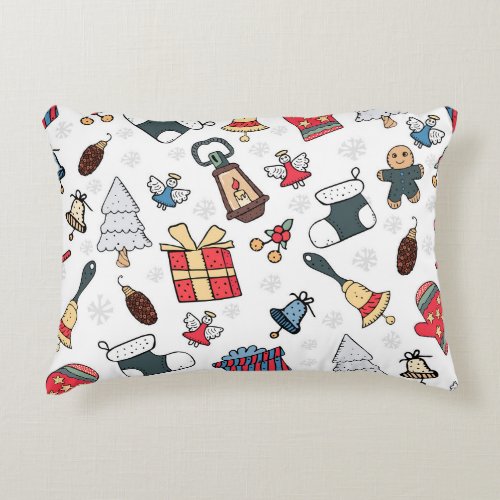 New Year Christmas Holiday Pattern Accent Pillow