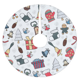 New Year: Christmas Holiday Pattern. Brushed Polyester Tree Skirt