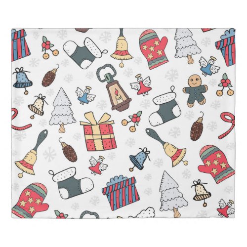 New Year Christmas Holiday Pattern Duvet Cover