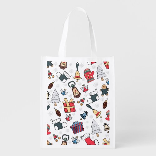 New Year Christmas Holiday Pattern Grocery Bag