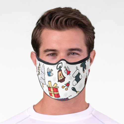 New Year Christmas Holiday Pattern Premium Face Mask