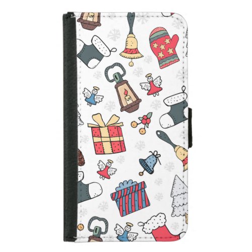 New Year Christmas Holiday Pattern Samsung Galaxy S5 Wallet Case