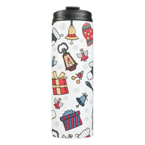 New Year Christmas Holiday Pattern Thermal Tumbler