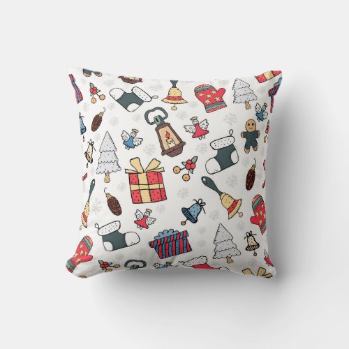 New Year Christmas Holiday Pattern Throw Pillow