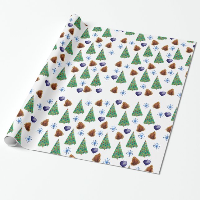 New Year, Christmas Time Holidays Gift Wrap (Unrolled)