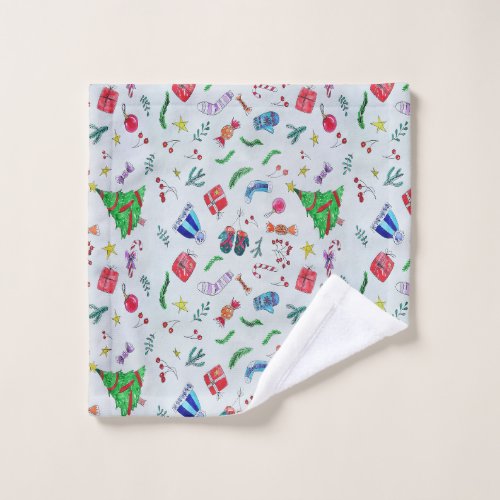 New Year Christmas Winter Watercolor     Wash Cloth