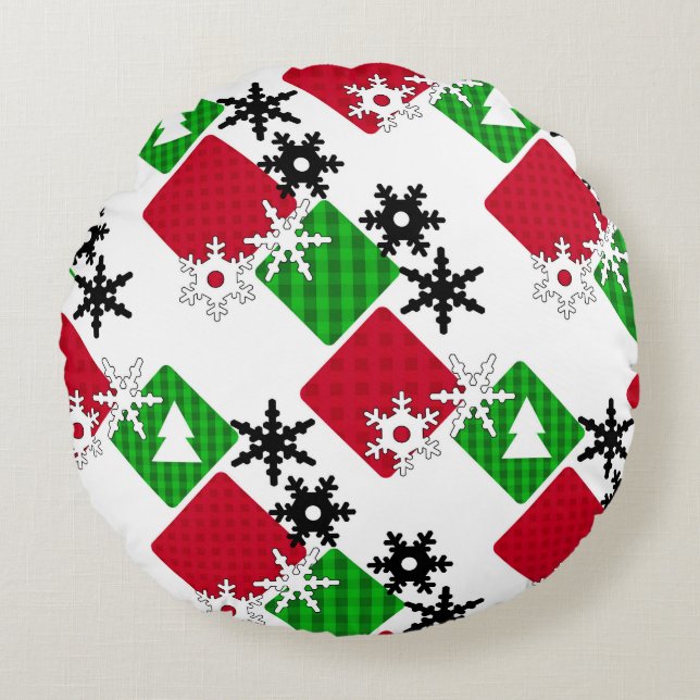 New year , Christmas, Xmas decor Round Pillow (Front)