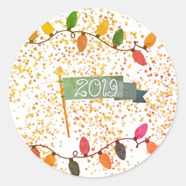 New Year Classic Round Sticker (Front)