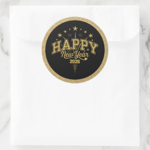 New Year Classic Round Sticker
