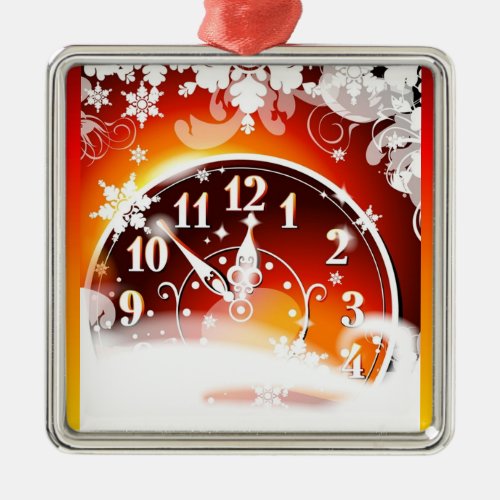 New Year Clock Metal Ornament