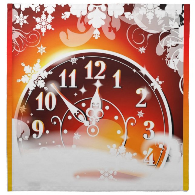 New Year Clock Napkin (Front)