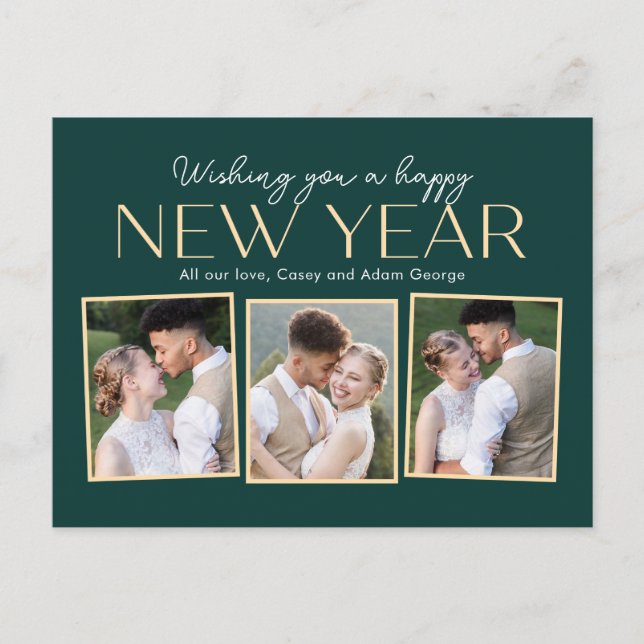 New Year Collage Editable Color Holiday Postcard (Front)