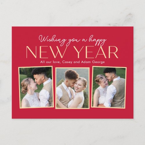 New Year Collage Editable Color Holiday Postcard