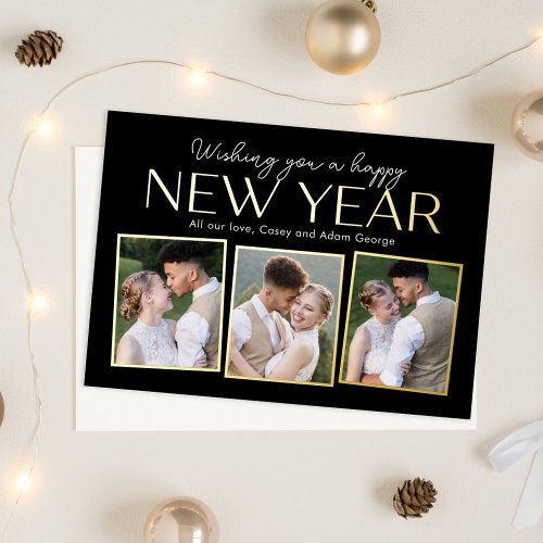 New Year Collage FOIL Editable Color Holiday Card