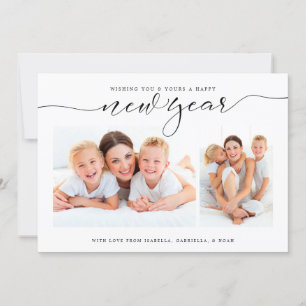 New Year Confetti Two Photo Holiday Card