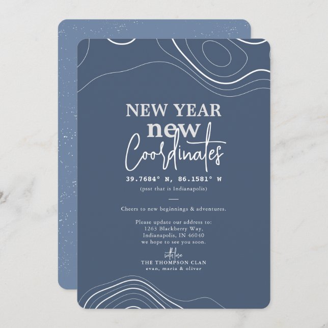 New Year Coordinates Blue Moving Announcement (Front/Back)