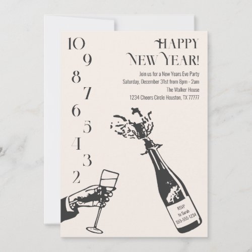 New Year Countdown Champagne Holiday Party Invitation