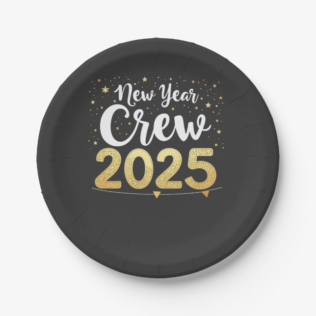New Year Crew 2025 Cousins Family Matching Crew Paper Plates (Front)