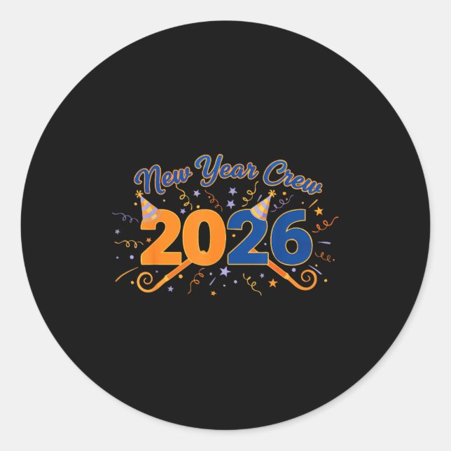 New Year Crew 2026 Fireworks Celebration  Classic Round Sticker (Front)