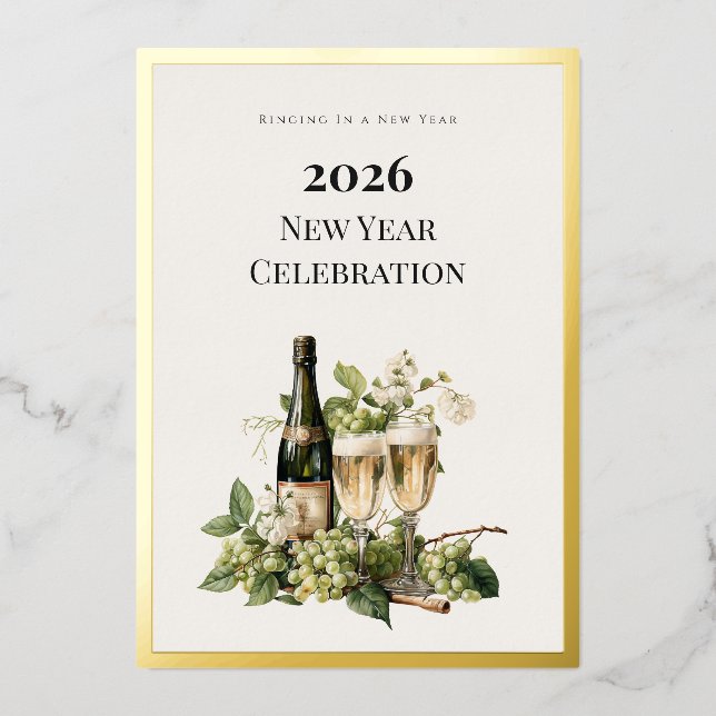 New Year Custom Foil Invitation Card | Elegant (Front)
