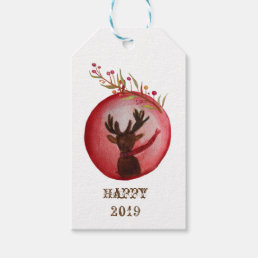 New Year  Custom Gift watercolor deer Tags