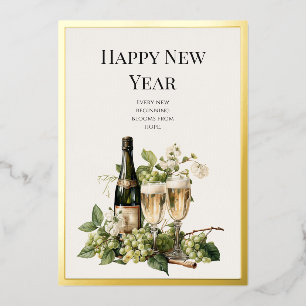 New Year Custom Greeting Card in Gold Foil