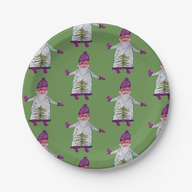 New Year, Custom Santa Claus Paper Plates (Front)