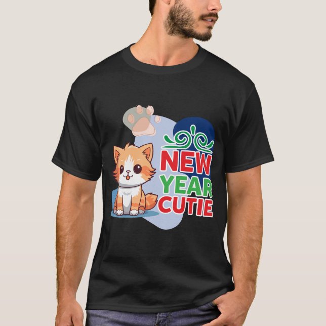 New Year Cutie Cute Ginger Kitten T-Shirt (Front)