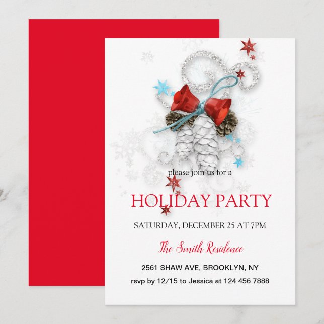 New Year decoration loli pop, Christmas star Invitation (Front/Back)