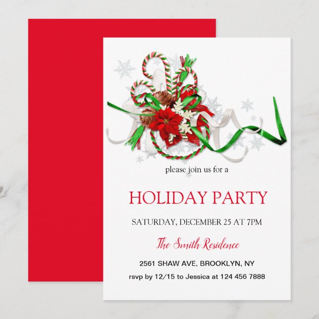 New Year decoration loli pop, Christmas star Invitation (Front/Back)