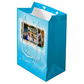 New Year Design! Stars in the Blue Sky. Add photo. Medium Gift Bag