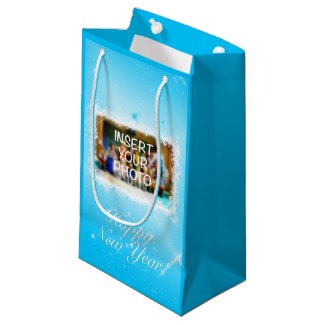 New Year Design! Stars in the Blue Sky. Add photo. Small Gift Bag