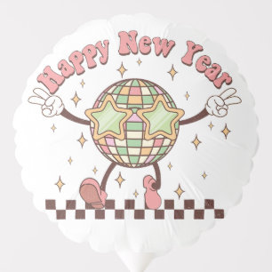 New Year Disco Ball Happy New Year Retro 2024 Balloon