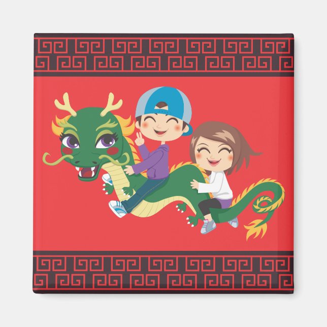 New Year Dragon Ride Magnet (Front)